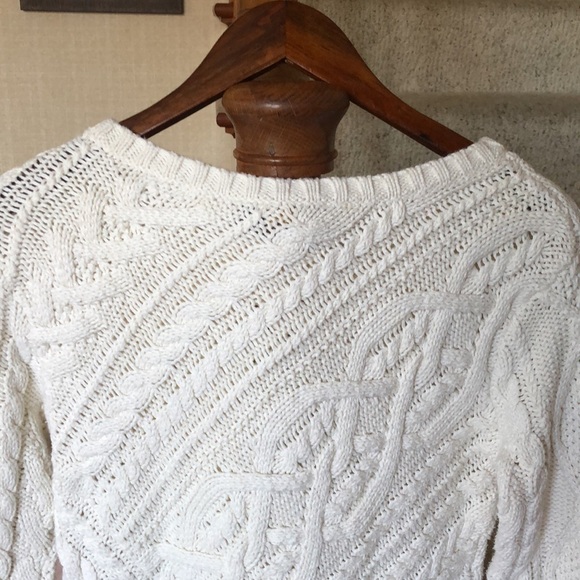 Polo Ralph Lauren White Cable Knit Pop Over Sweater - Picture 6 of 12